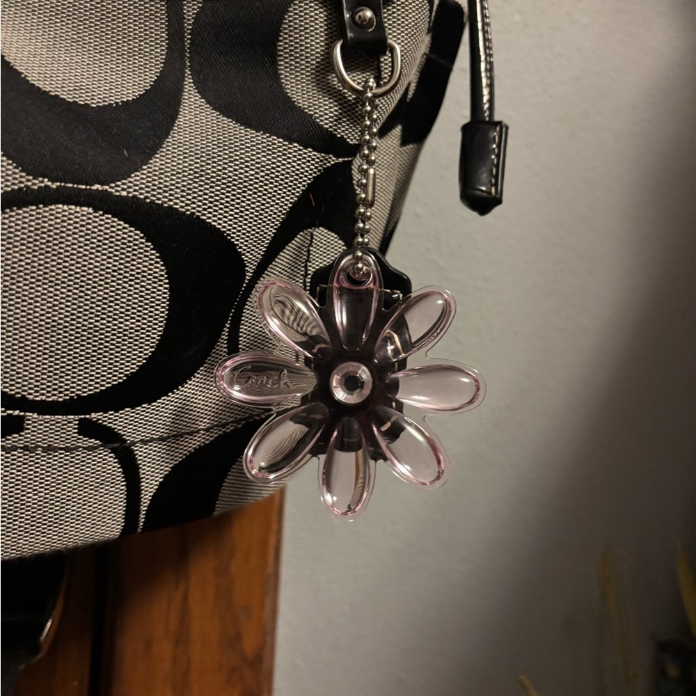 y2k Coach pink translucent flower keychain